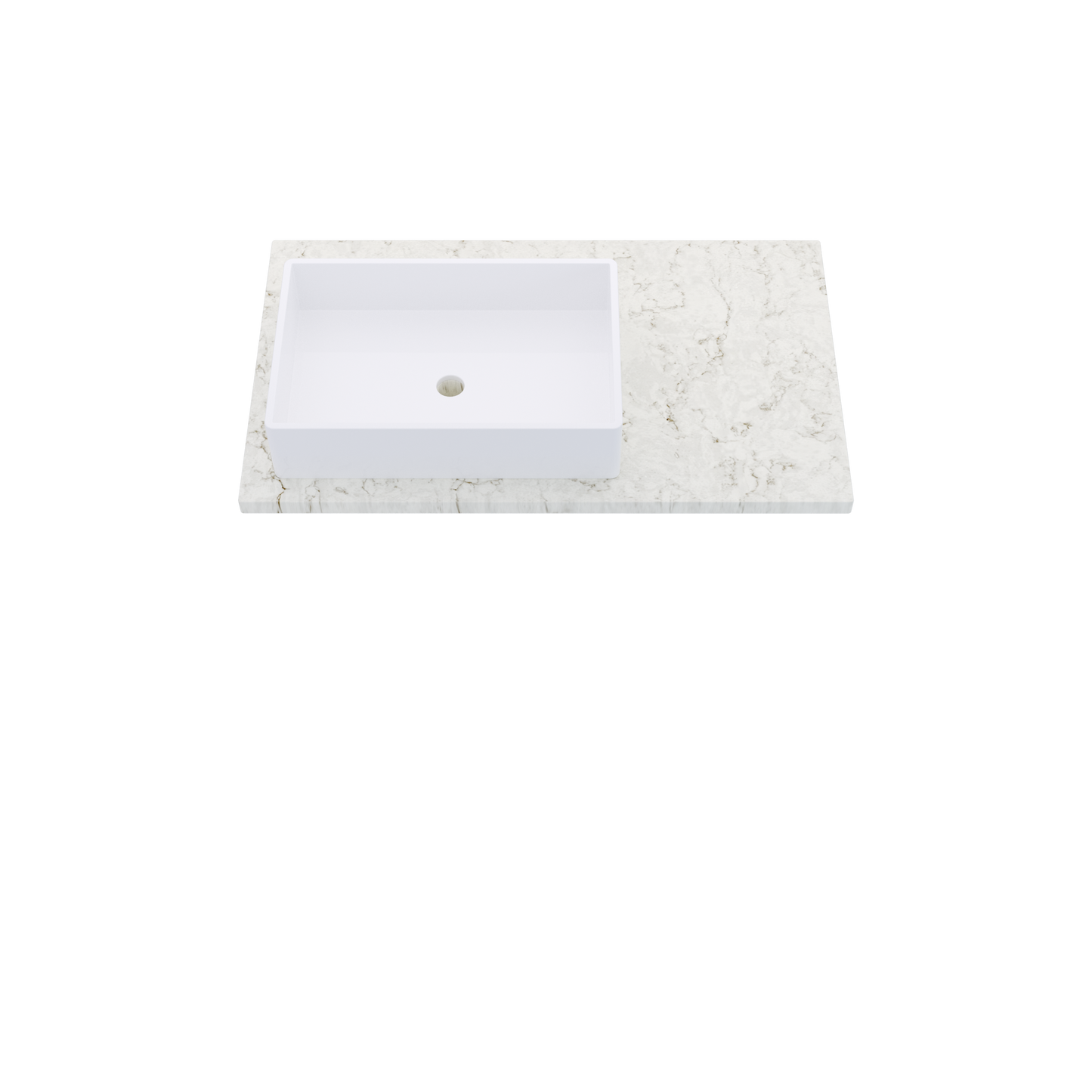 37" Vanderloc Silestone® Quartz Bathroom Vanity Top | Single Rectangle Sink | Offset in Lusso