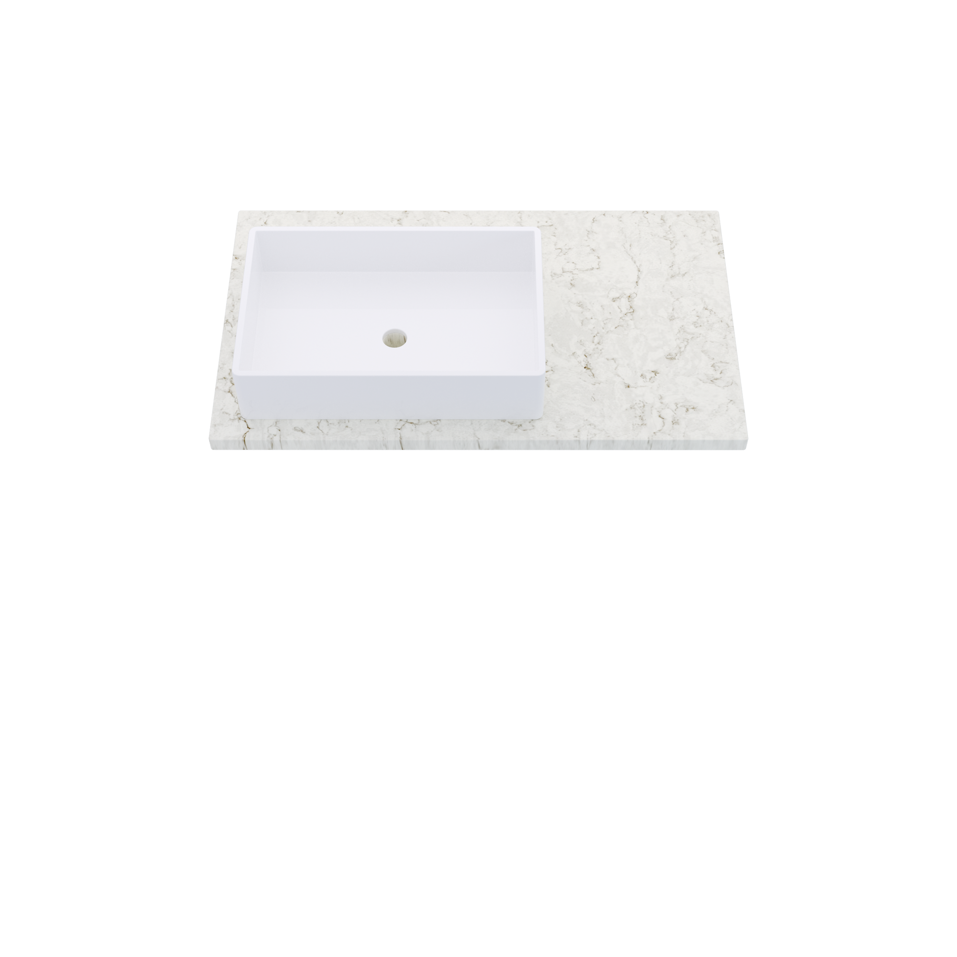 37" Vanderloc Silestone® Quartz Bathroom Vanity Top | Single Rectangle Sink | Offset in Lusso