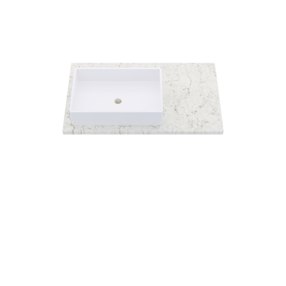 37" Vanderloc Silestone® Quartz Bathroom Vanity Top | Single Rectangle Sink | Offset in Lusso