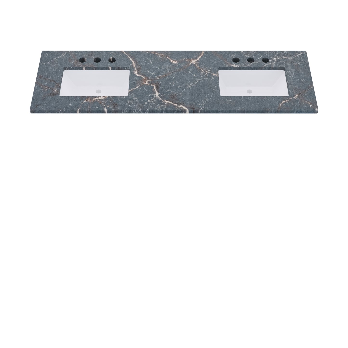 73" Vanderloc Silestone® Quartz Bathroom Vanity Top | Double Rectangle Sink | Offset in Parisien Bleu