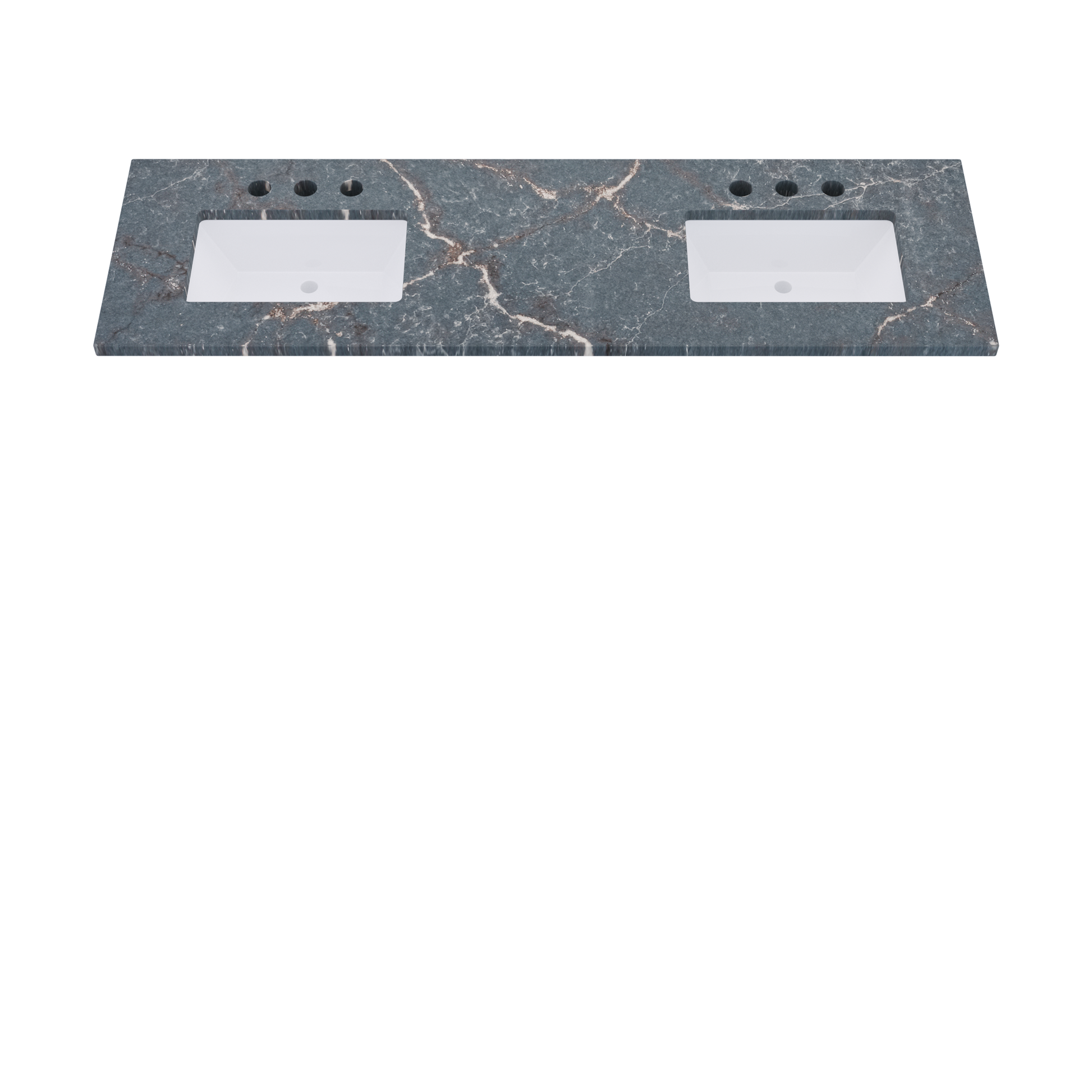 73" Vanderloc Silestone® Quartz Bathroom Vanity Top | Double Rectangle Sink | Offset in Parisien Bleu