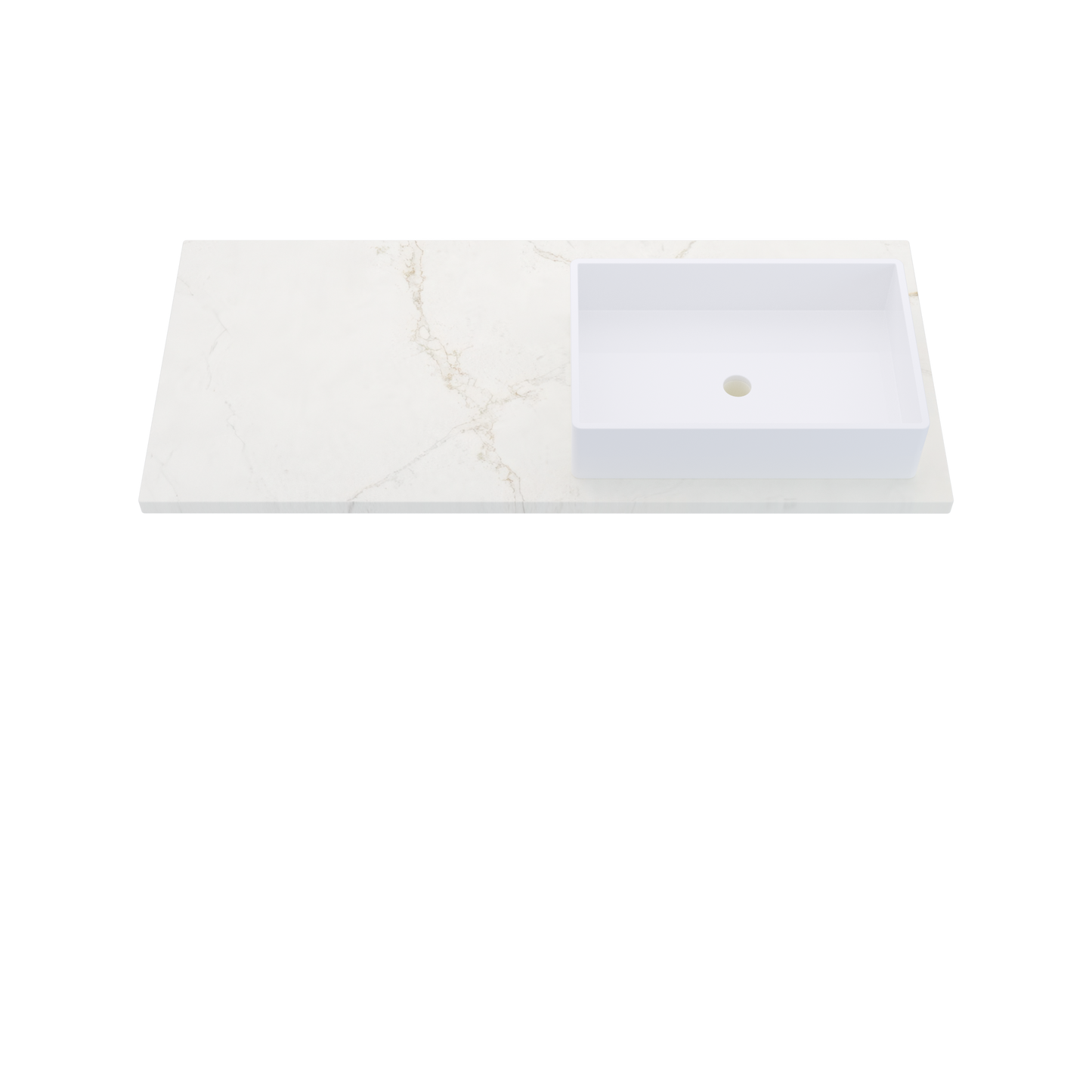 49" Vanderloc Silestone® Quartz Bathroom Vanity Top | Single Vigo Sink | Offset in Blanc Elysee