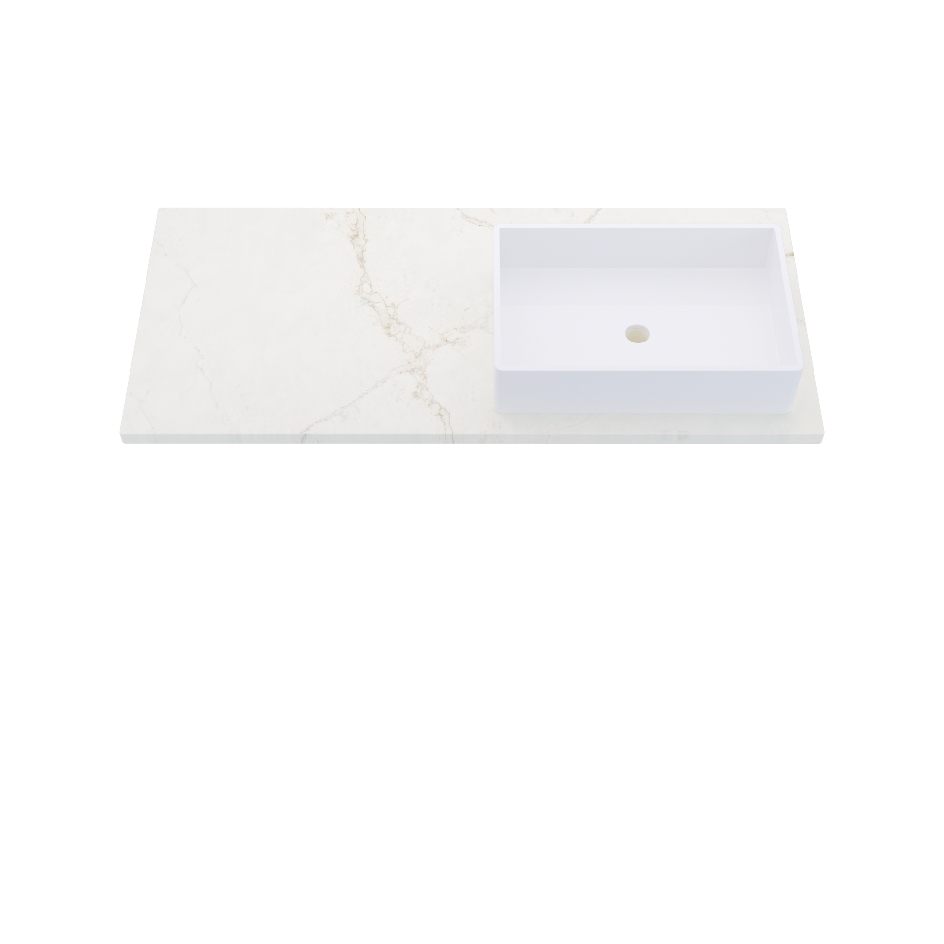 49" Vanderloc Silestone® Quartz Bathroom Vanity Top | Single Vigo Sink | Offset in Blanc Elysee
