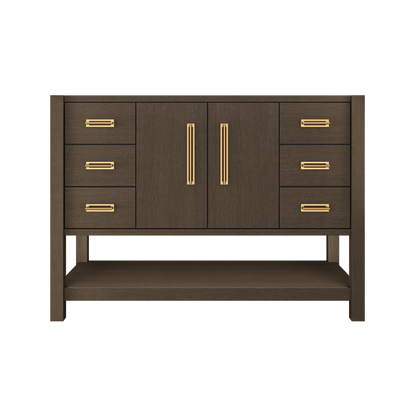 Kiawah Single Extra-Wide Bath Vanity 48in Russet Shadow Satin Gold