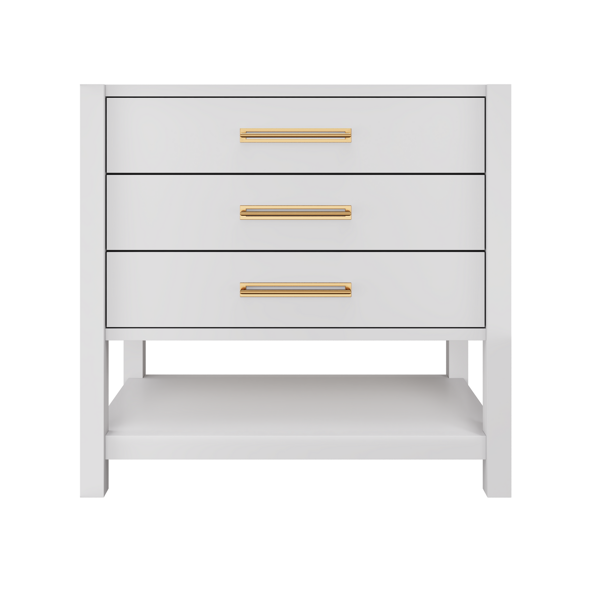 Kiawah 3-Drawer Single Bath Vanity 36in Strong White Satin Gold