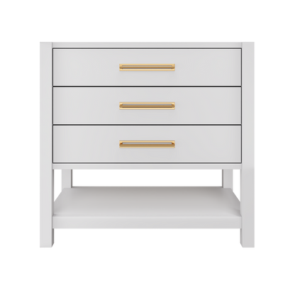 Kiawah 3-Drawer Single Bath Vanity 36in Strong White Satin Gold