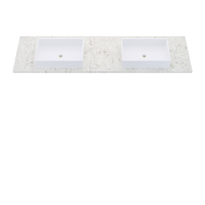 79" Vanderloc Silestone® Quartz Bathroom Vanity Top | Double Vigo Sink | Centered in Lusso