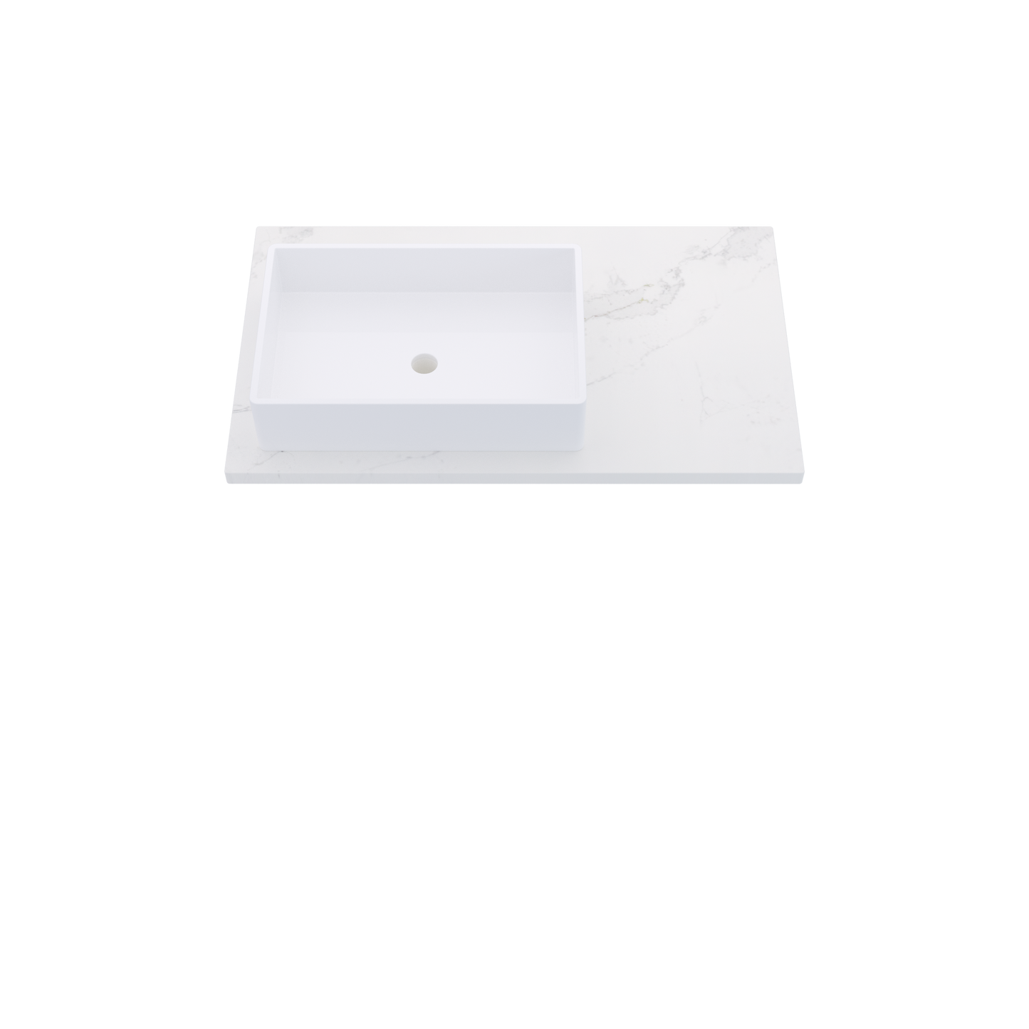 37" Vanderloc Silestone® Quartz Bathroom Vanity Top | Single Rectangle Sink | Offset in Et Calacatta Gold