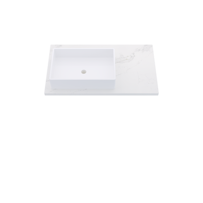 37" Vanderloc Silestone® Quartz Bathroom Vanity Top | Single Rectangle Sink | Offset in Et Calacatta Gold