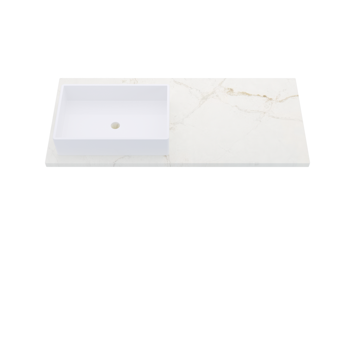 49" Vanderloc Silestone® Quartz Bathroom Vanity Top | Single Rectangle Sink | Offset in Blanc Elysee