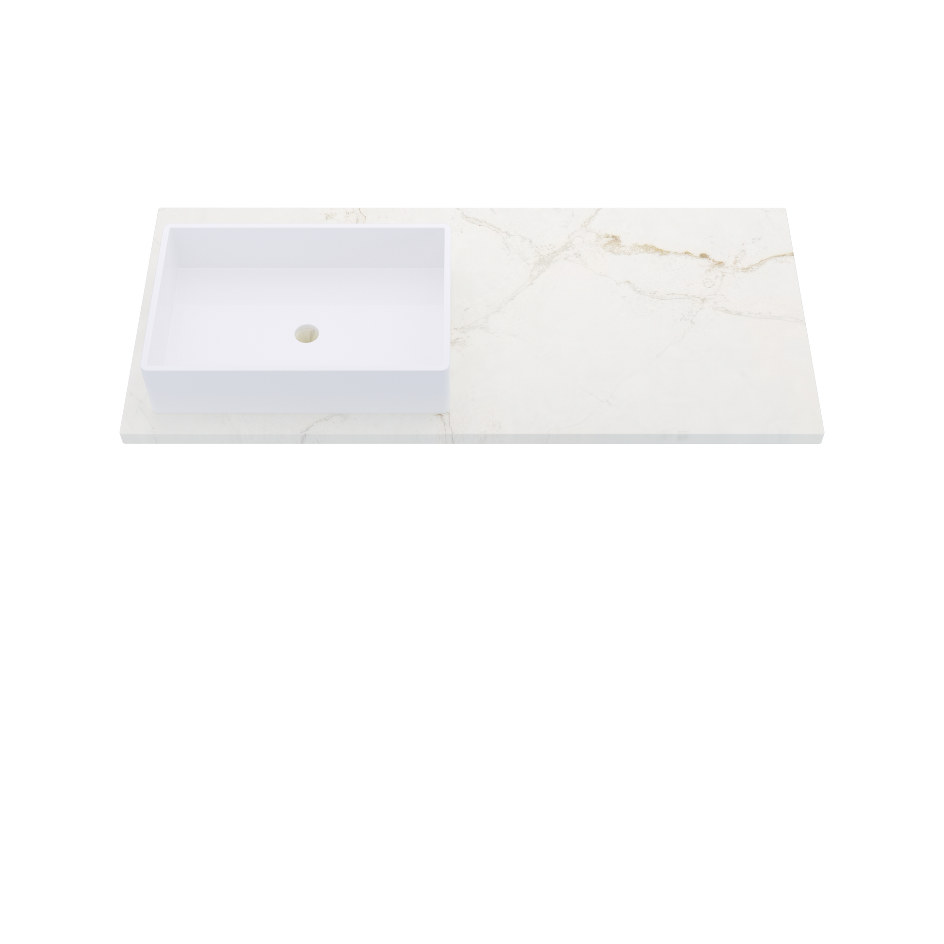 49" Vanderloc Silestone® Quartz Bathroom Vanity Top | Single Rectangle Sink | Offset in Blanc Elysee
