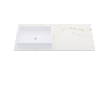 49" Vanderloc Silestone® Quartz Bathroom Vanity Top | Single Rectangle Sink | Offset in Blanc Elysee