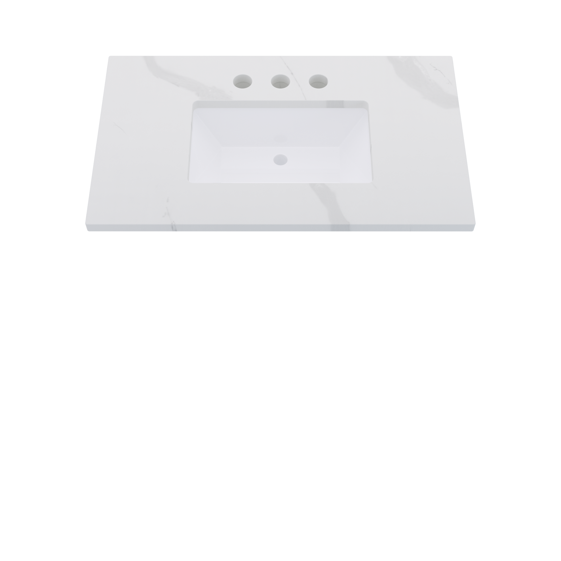 37" Vanderloc Silestone® Quartz Bathroom Vanity Top | Single Rectangle Sink | Centered in Classic Calacatta