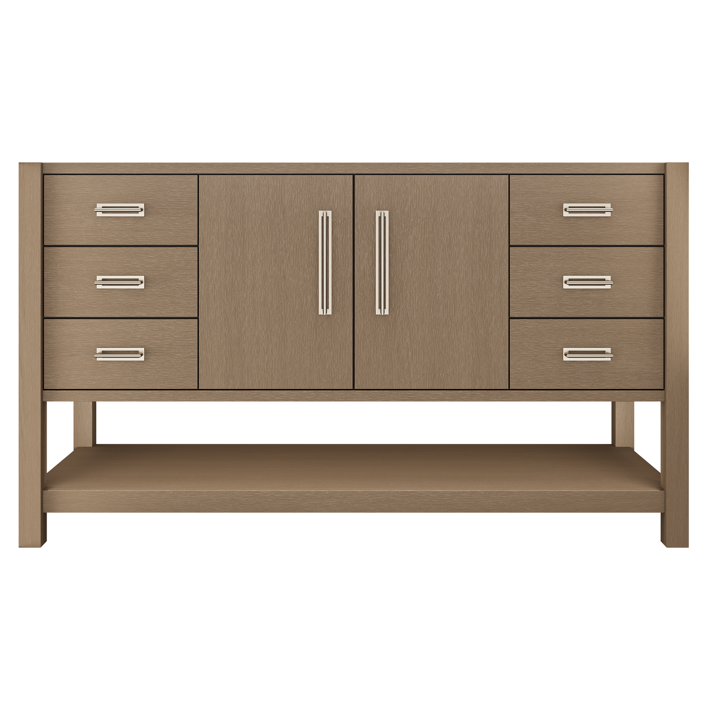 Kiawah Single Extra-Wide Bath Vanity 60in Smoked Modern Satin Nickel