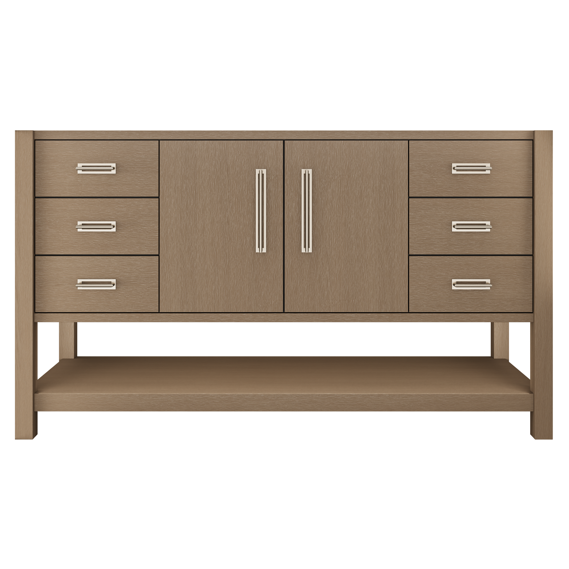 Kiawah Single Extra-Wide Bath Vanity 60in Smoked Modern Satin Nickel