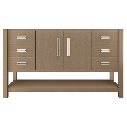 Kiawah Single Extra-Wide Bath Vanity 60in Smoked Modern Satin Nickel