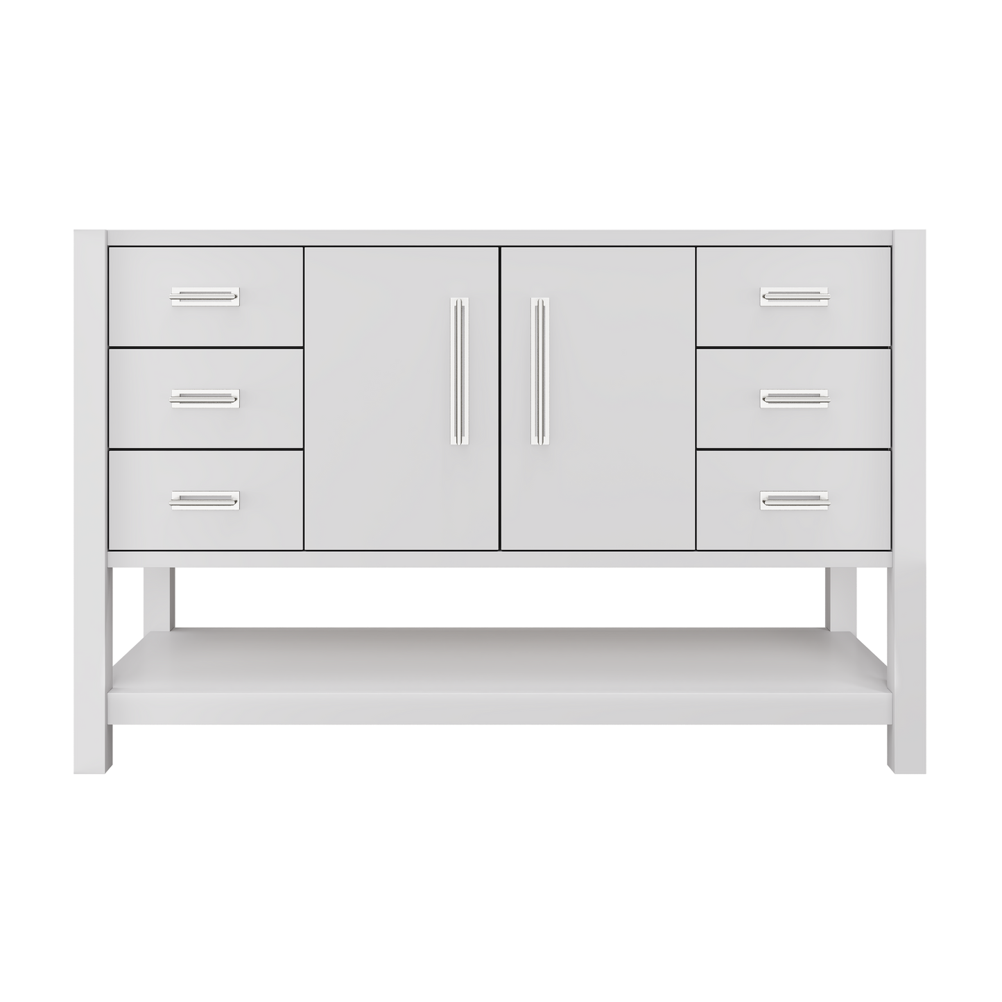 Kiawah Single Extra-Wide Bath Vanity 54in Strong White Polished Chrome
