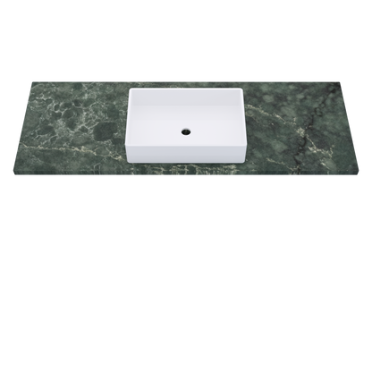 61" Vanderloc Silestone® Quartz Bathroom Vanity Top | Single Vigo Sink | Centered in Jardin Emerald