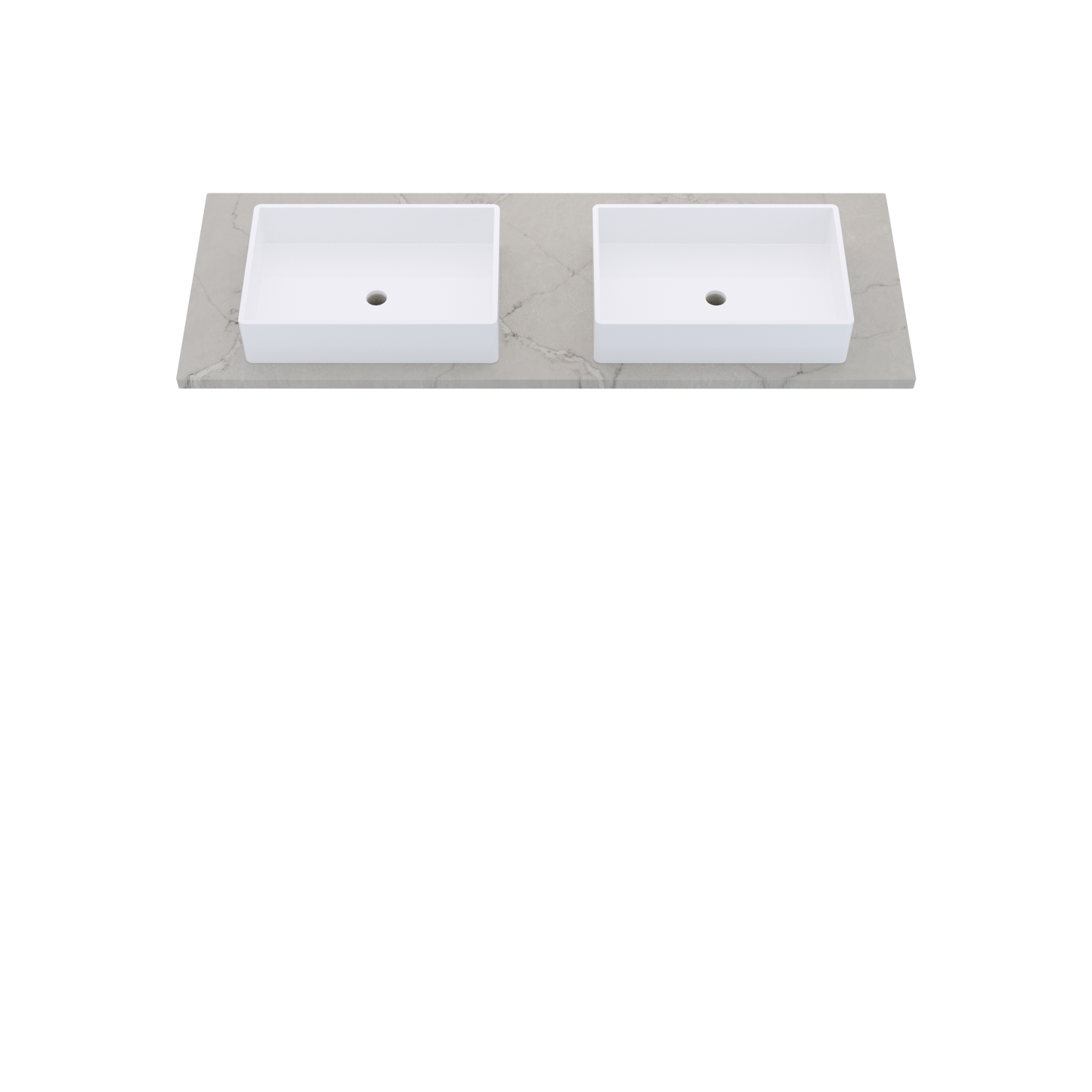 61" Vanderloc Silestone® Quartz Bathroom Vanity Top | Double Vigo Sink | Centered in Victorian Silver