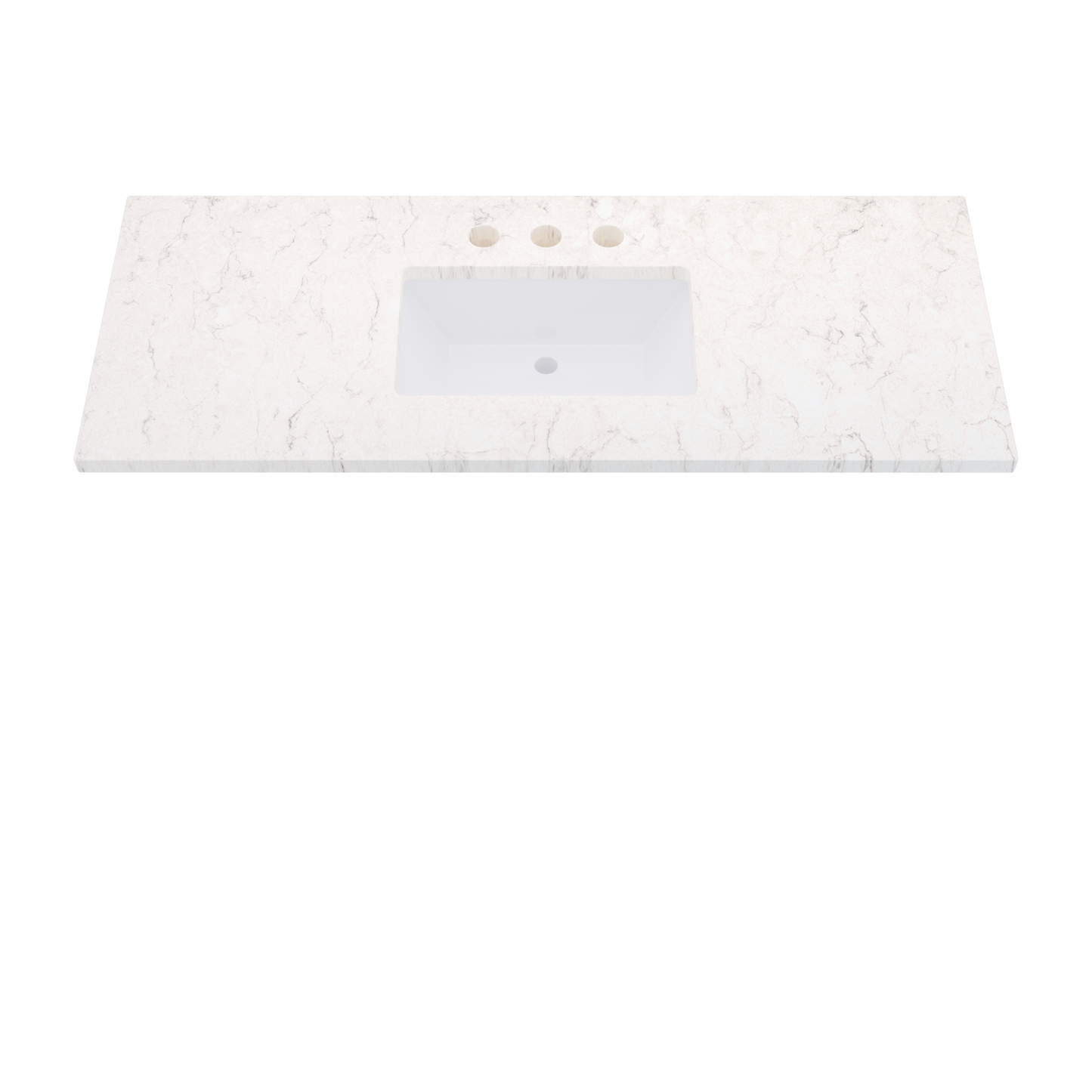 55" Vanderloc Silestone® Quartz Bathroom Vanity Top | Single Rectangle Sink | Centered in Snowy Ibiza