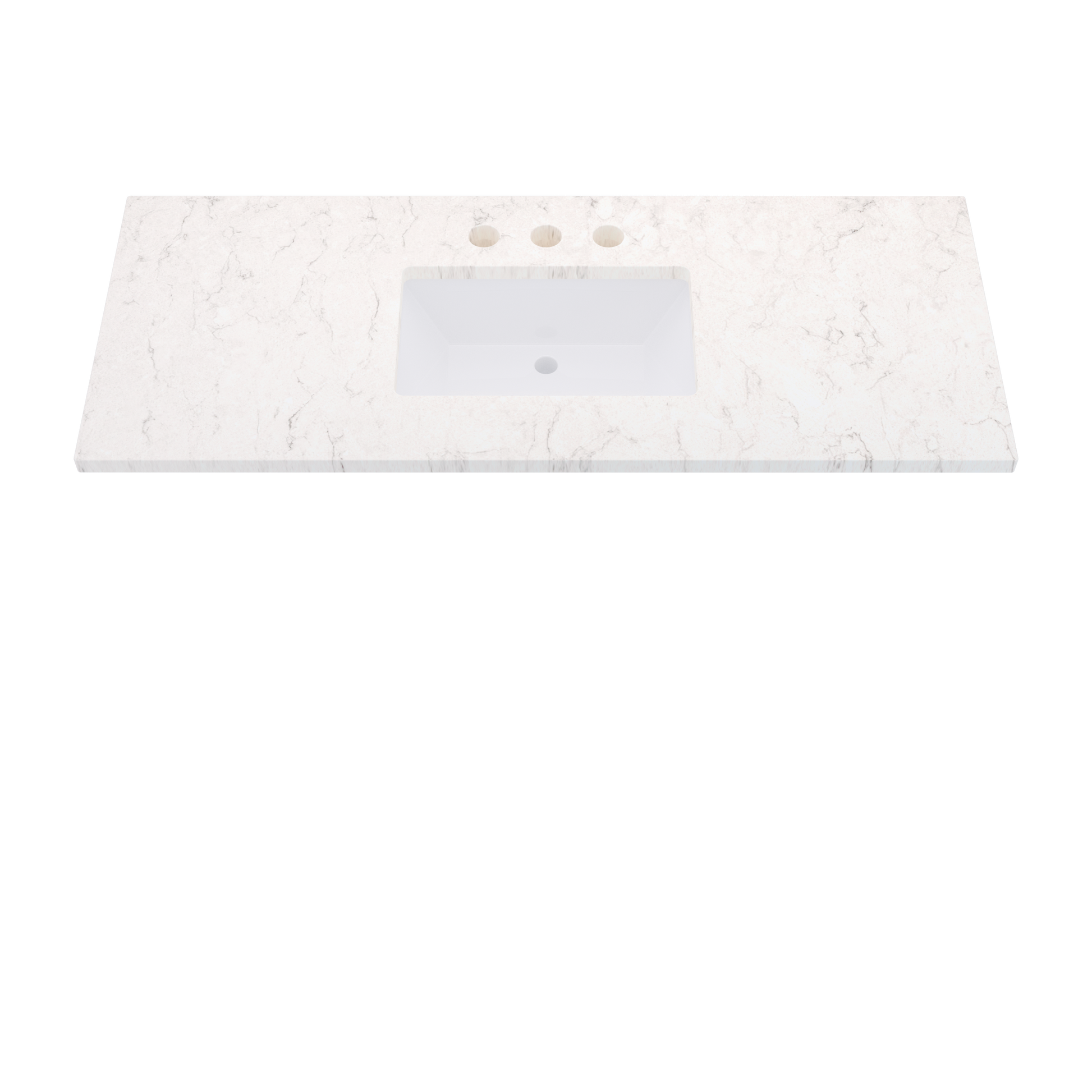 55" Vanderloc Silestone® Quartz Bathroom Vanity Top | Single Rectangle Sink | Centered in Snowy Ibiza