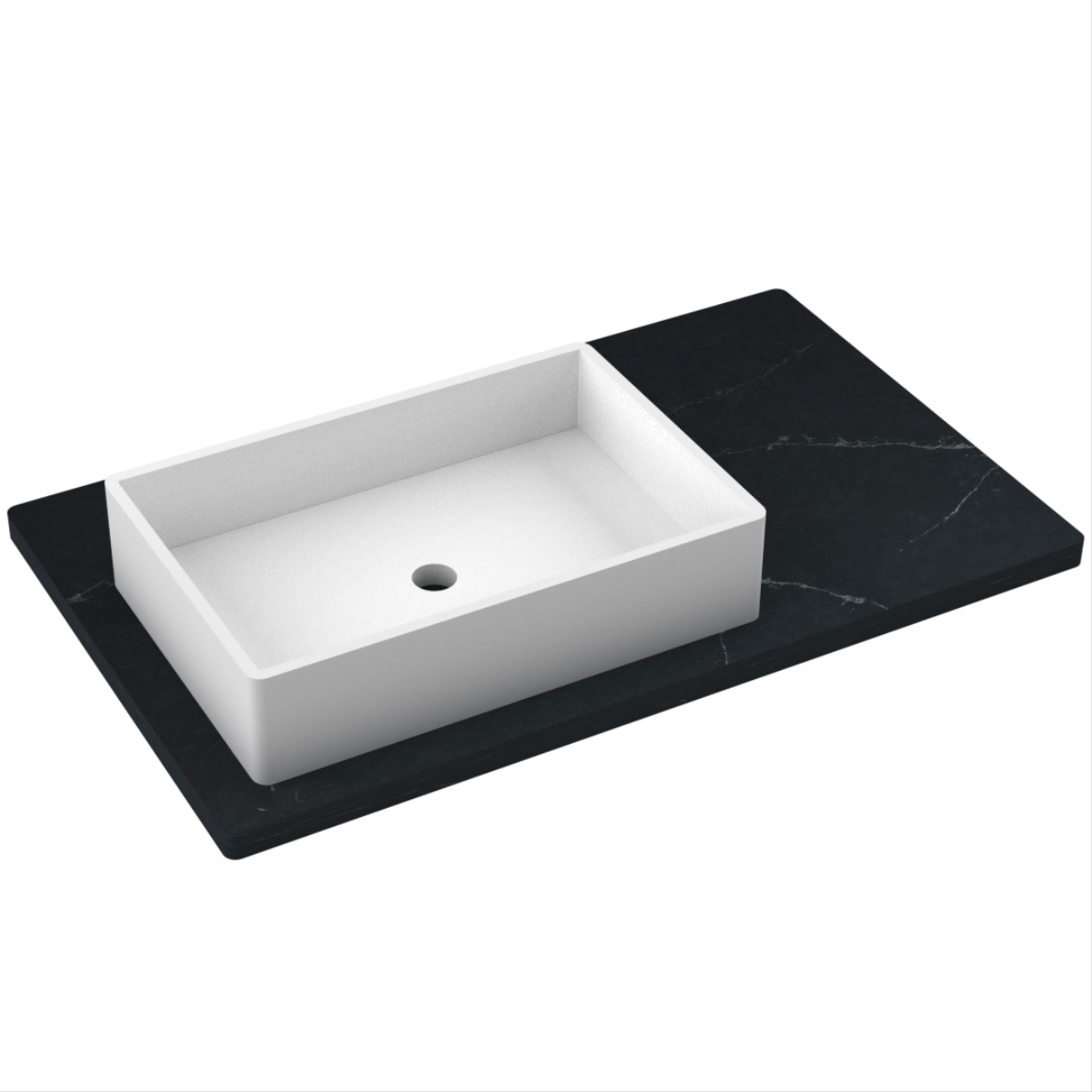 43" Vanderloc Silestone® Quartz Bathroom Vanity Top | Single Vigo Sink | Offset in Eternal Charcoal
