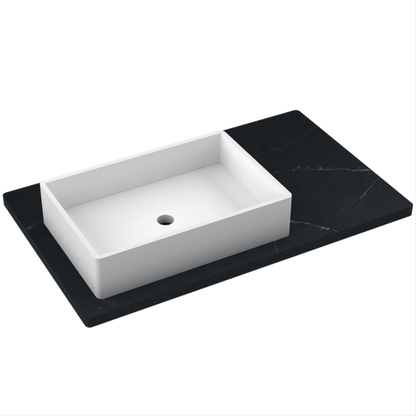 43" Vanderloc Silestone® Quartz Bathroom Vanity Top | Single Vigo Sink | Offset in Eternal Charcoal