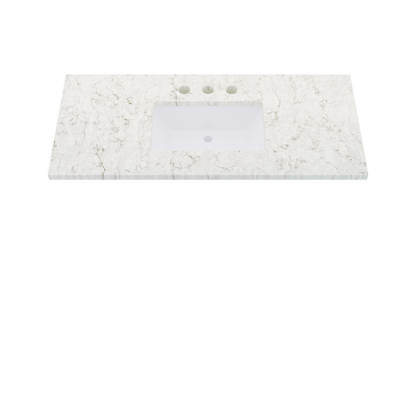 49" Vanderloc Silestone® Quartz Bathroom Vanity Top | Single Rectangle Sink | Centered in Lusso