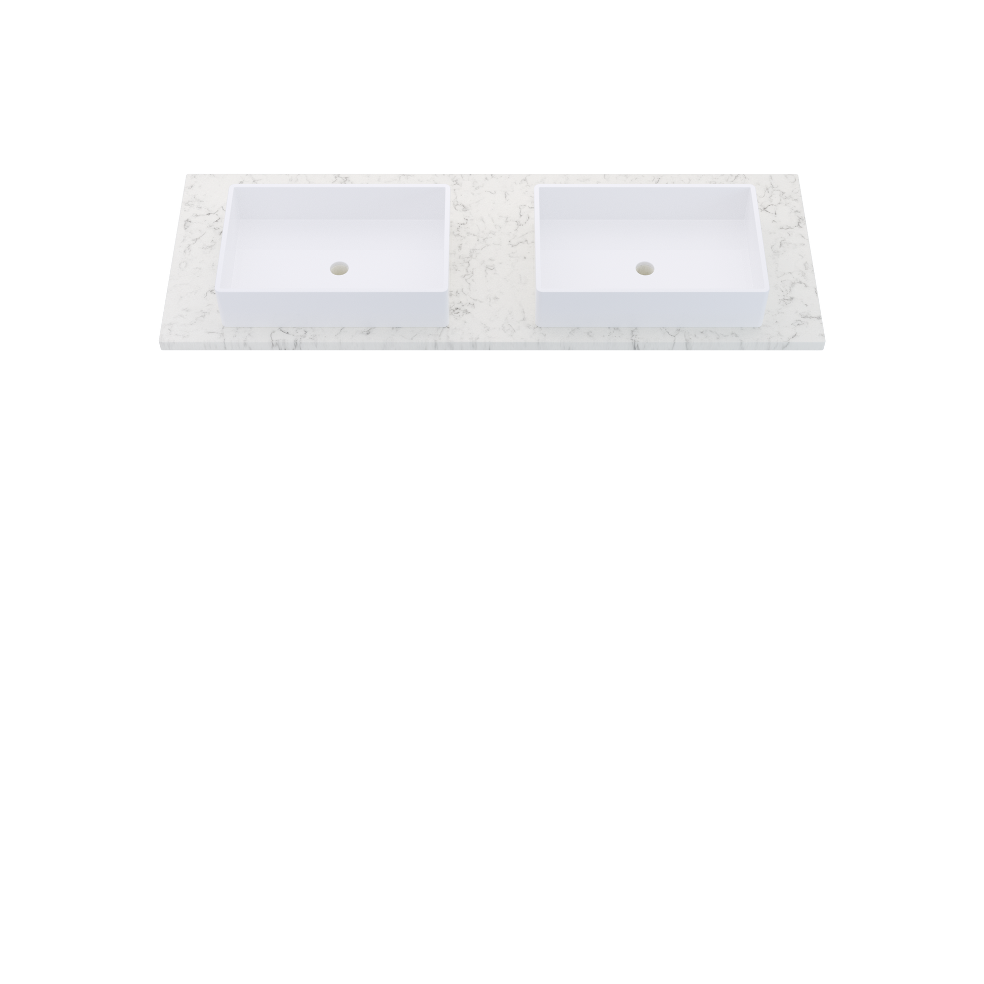 61" Vanderloc Silestone® Quartz Bathroom Vanity Top | Double Vigo Sink | Centered in Lyra