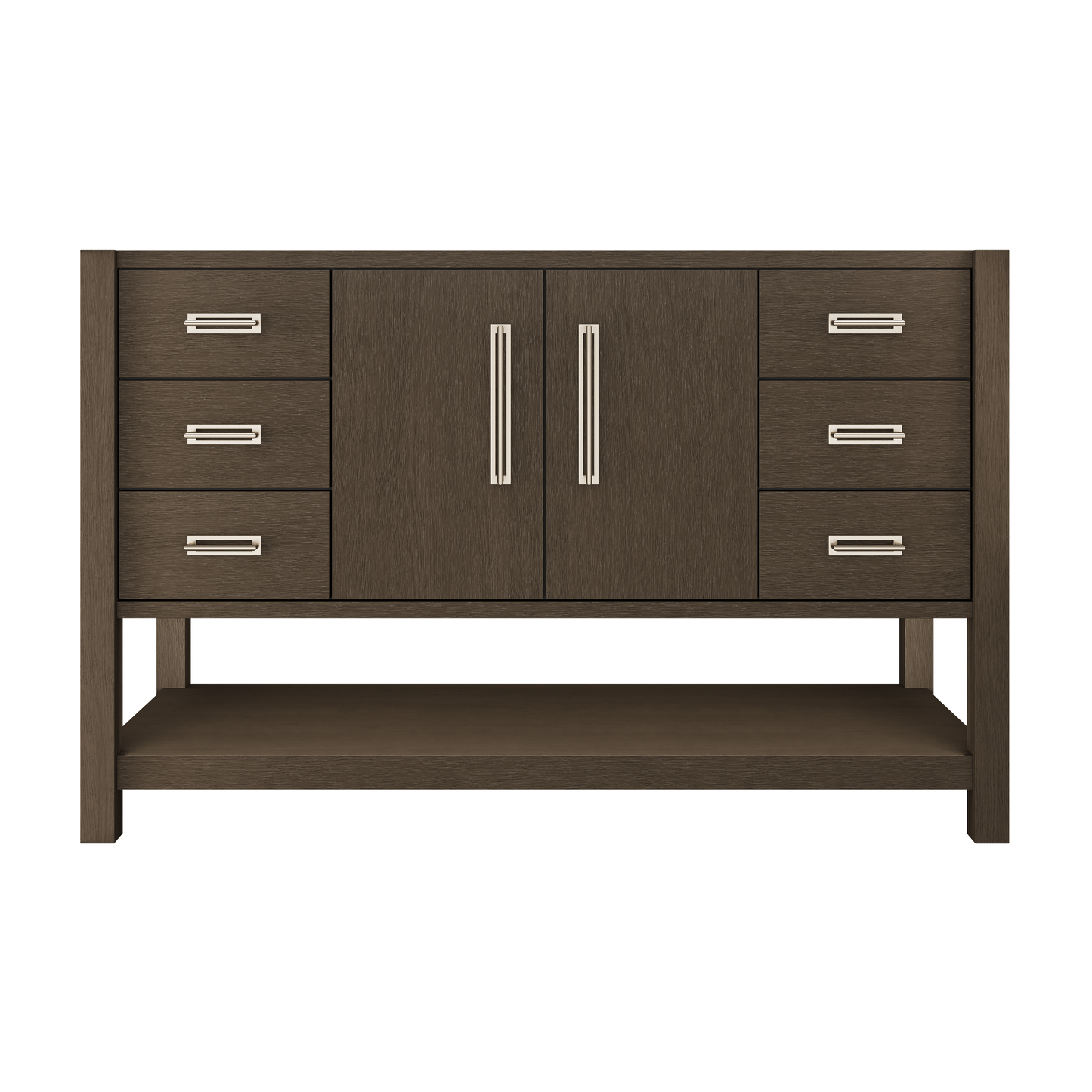 Kiawah Single Extra-Wide Bath Vanity 54in Russet Shadow Satin Nickel