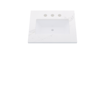 25" Vanderloc Silestone® Quartz Bathroom Vanity Top | Single Rectangle Sink | Centered in Et Calacatta Gold