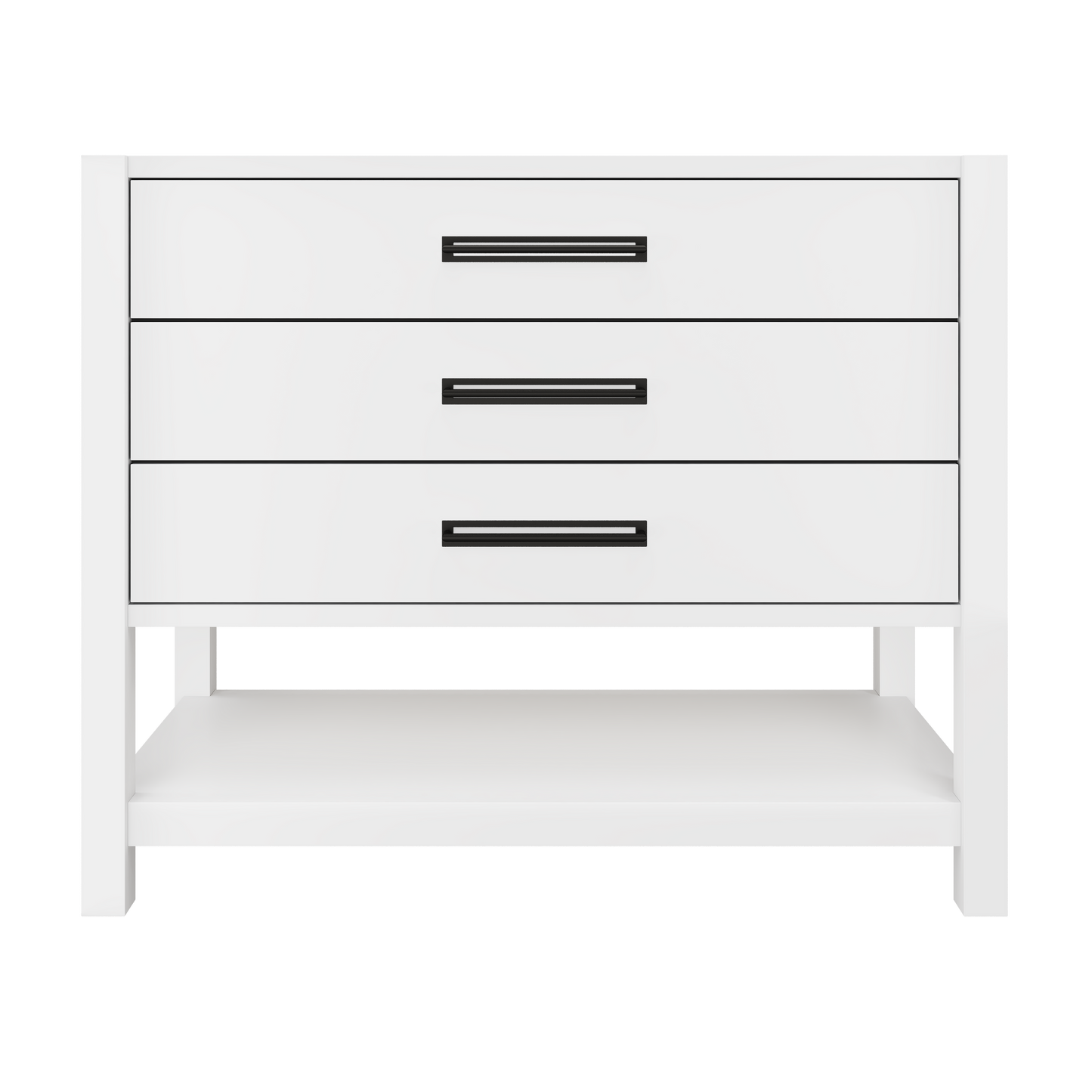Kiawah 3-Drawer Single Bath Vanity 42in Pure White Matte Black