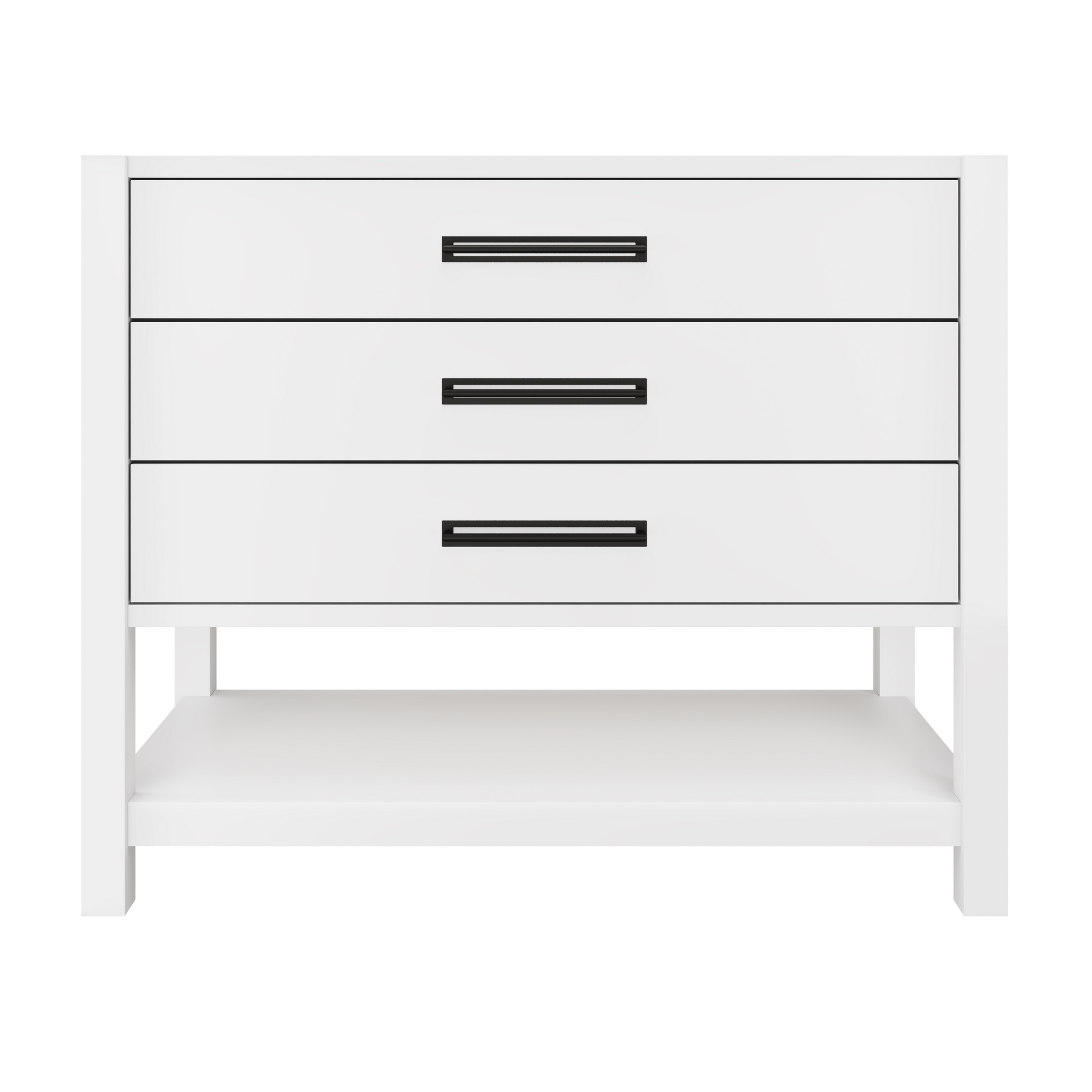 Kiawah 3-Drawer Single Bath Vanity 42in Pure White Matte Black
