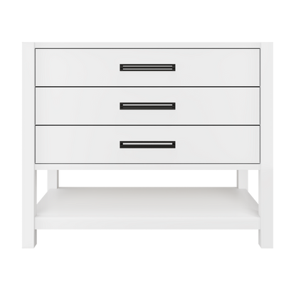 Kiawah 3-Drawer Single Bath Vanity 42in Pure White Matte Black