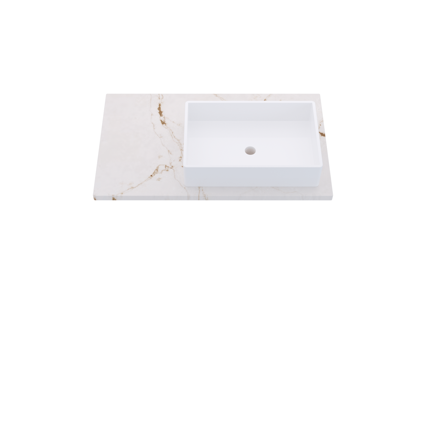 37" Vanderloc Silestone® Quartz Bathroom Vanity Top | Single Vigo Sink | Offset in Versailles Ivory
