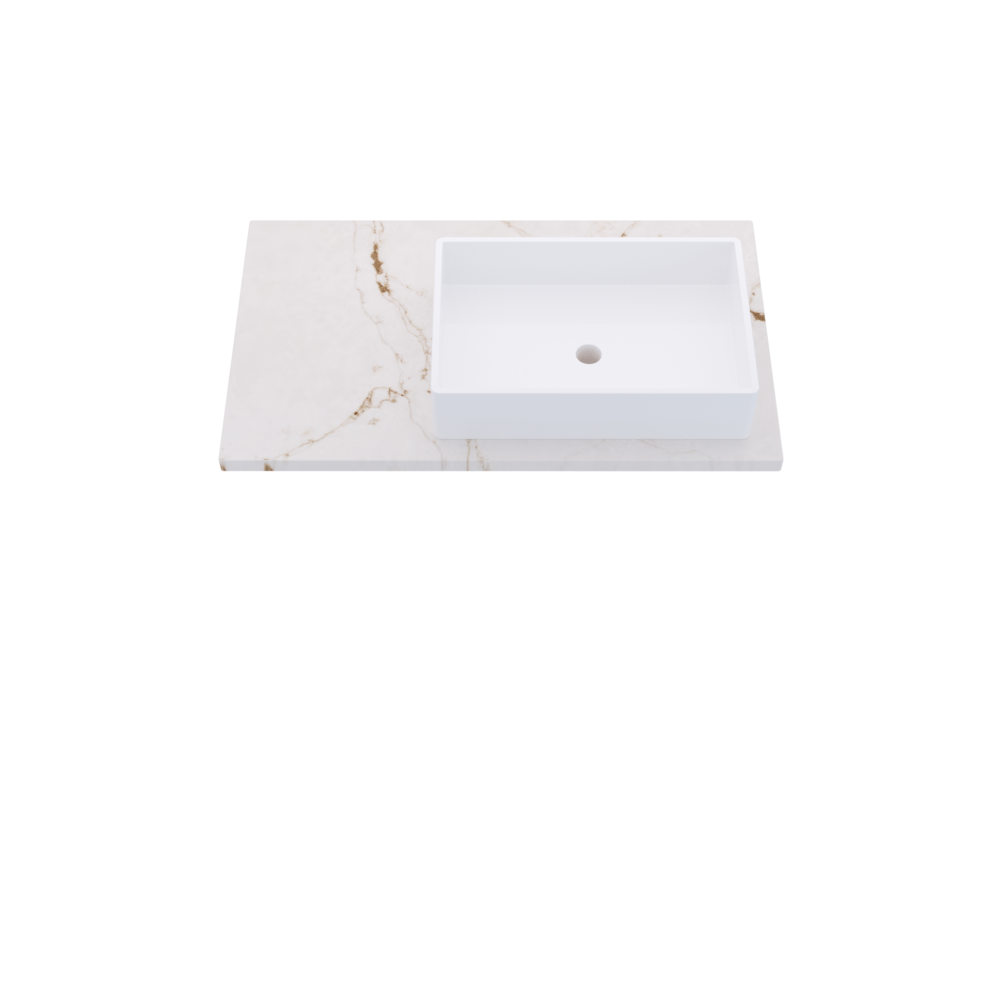37" Vanderloc Silestone® Quartz Bathroom Vanity Top | Single Vigo Sink | Offset in Versailles Ivory