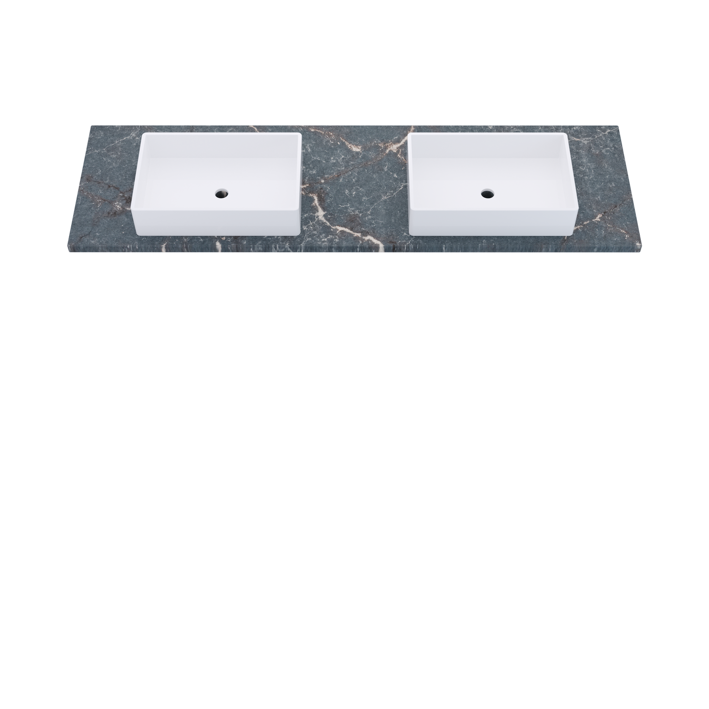 73" Vanderloc Silestone® Quartz Bathroom Vanity Top | Double Vigo Sink | Centered in Parisien Bleu