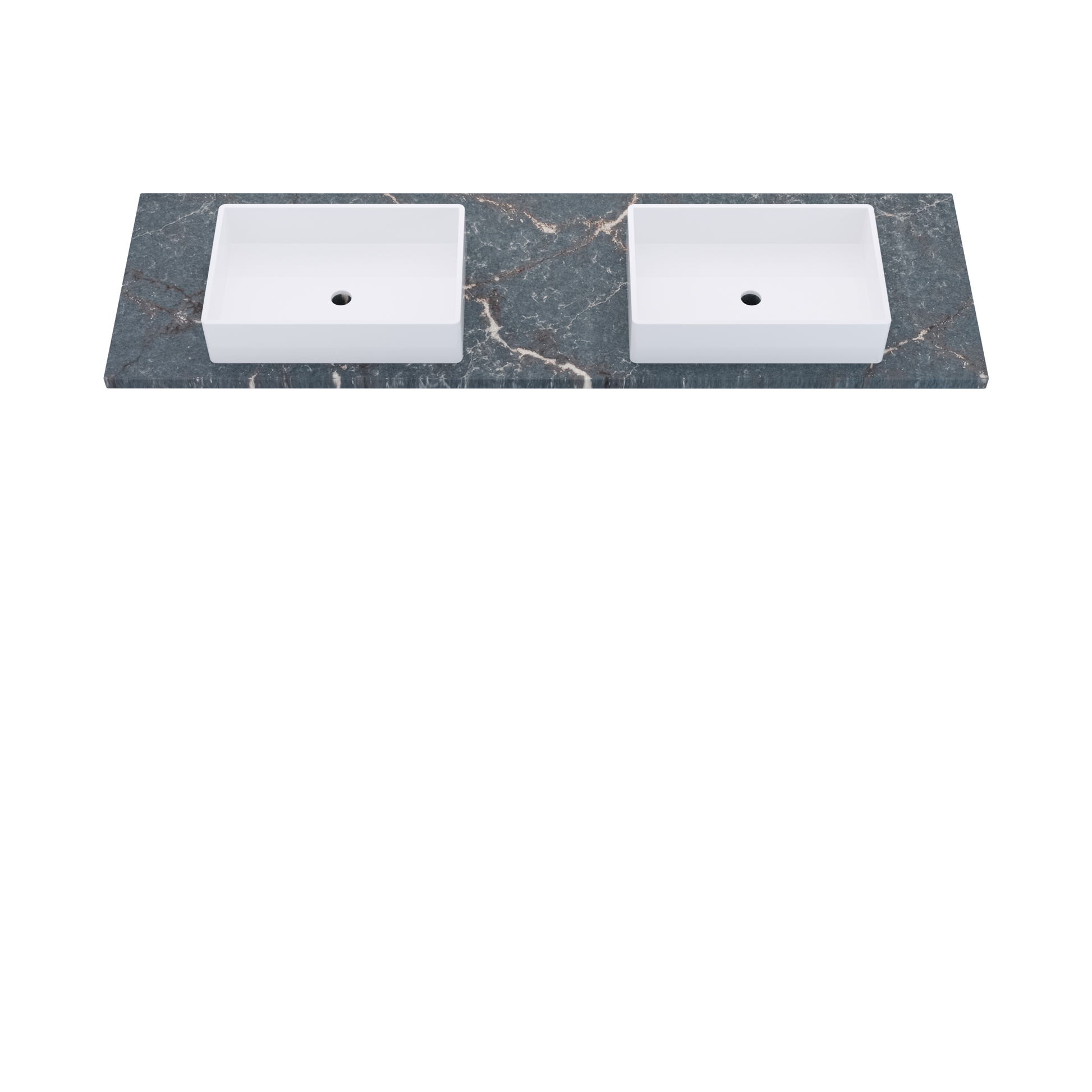 73" Vanderloc Silestone® Quartz Bathroom Vanity Top | Double Vigo Sink | Centered in Parisien Bleu