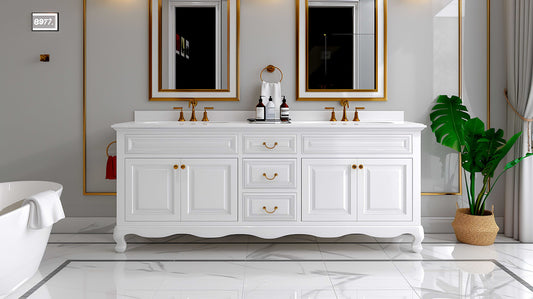 Double Sink Freestanding, White, Bathroom Vanity