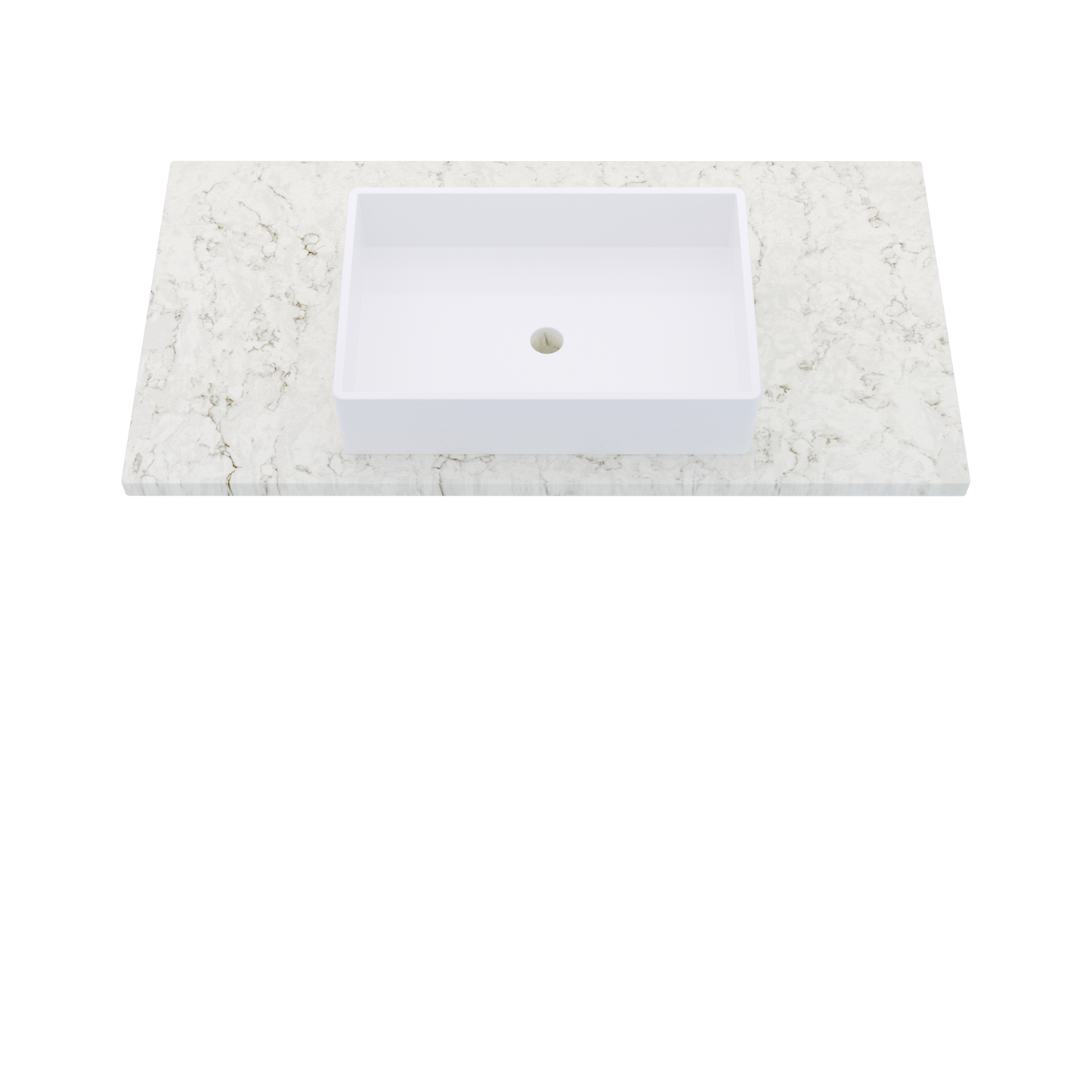 43" Vanderloc Silestone® Quartz Bathroom Vanity Top | Single Vigo Sink | Centered in Lusso