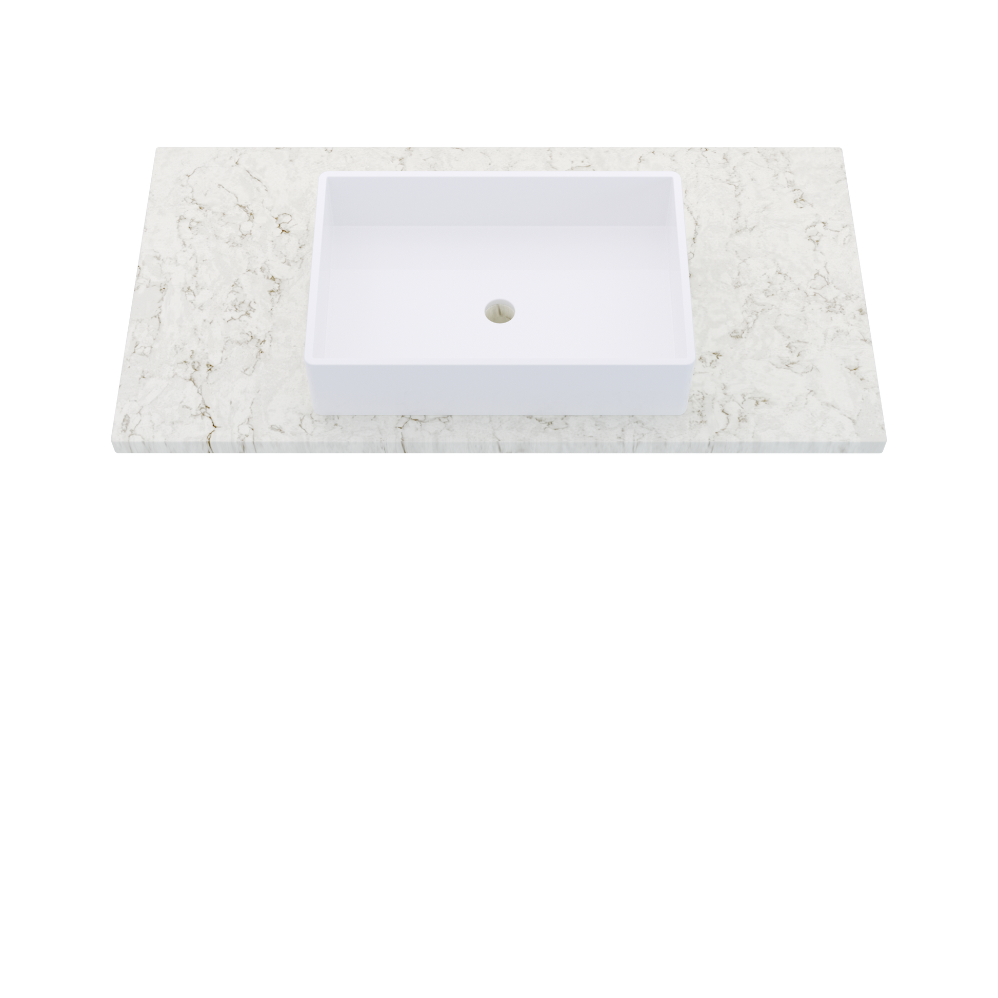 43" Vanderloc Silestone® Quartz Bathroom Vanity Top | Single Vigo Sink | Centered in Lusso