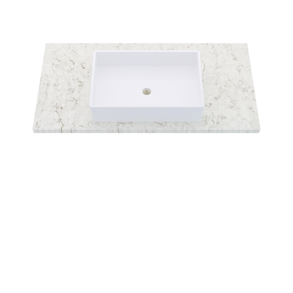 43" Vanderloc Silestone® Quartz Bathroom Vanity Top | Single Vigo Sink | Centered in Lusso