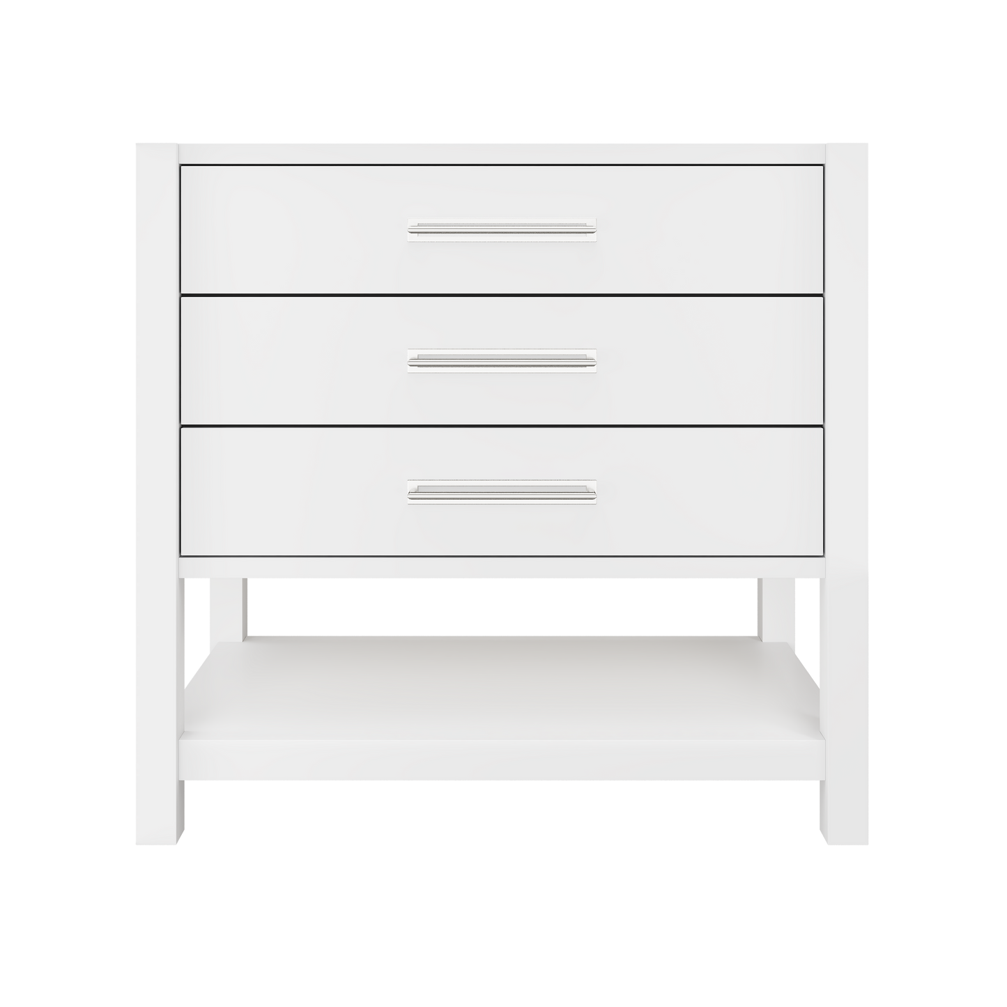 Kiawah 3-Drawer Single Bath Vanity 36in Pure White Polished Chrome