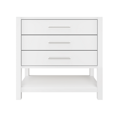 Kiawah 3-Drawer Single Bath Vanity 36in Pure White Polished Chrome