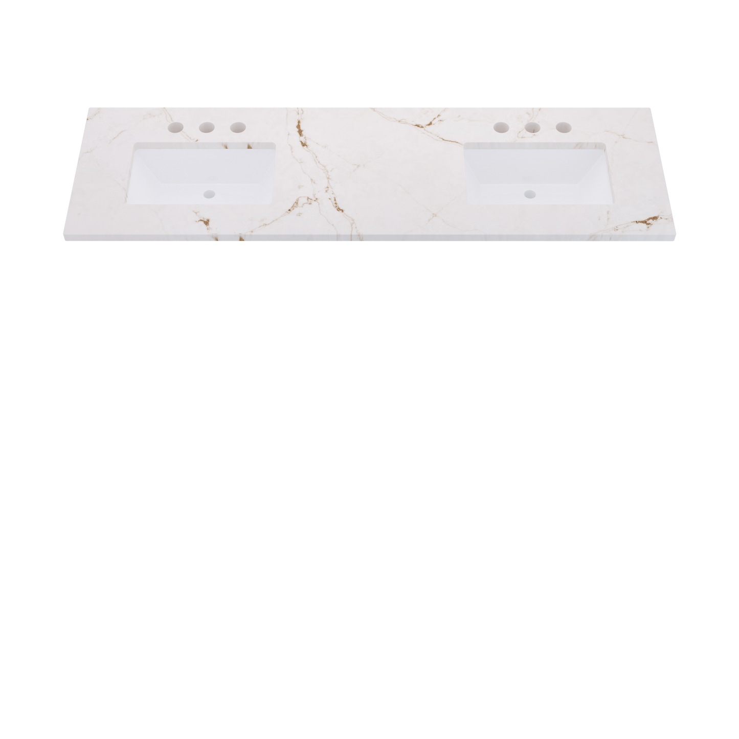 73" Vanderloc Silestone® Quartz Bathroom Vanity Top | Double Rectangle Sink | Offset in Versailles Ivory