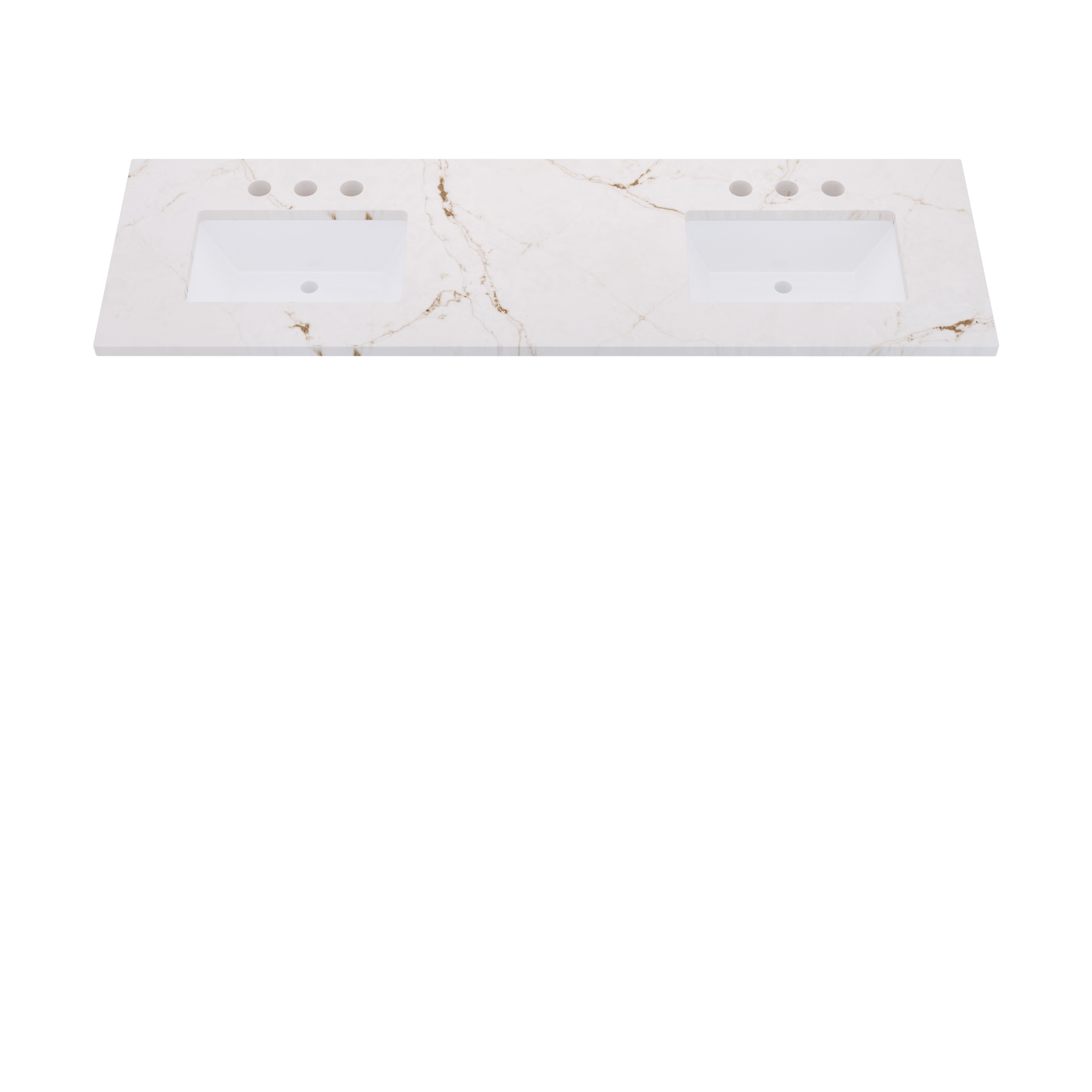73" Vanderloc Silestone® Quartz Bathroom Vanity Top | Double Rectangle Sink | Offset in Versailles Ivory