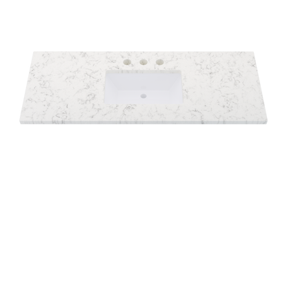 55" Vanderloc Silestone® Quartz Bathroom Vanity Top | Single Rectangle Sink | Centered in Lyra