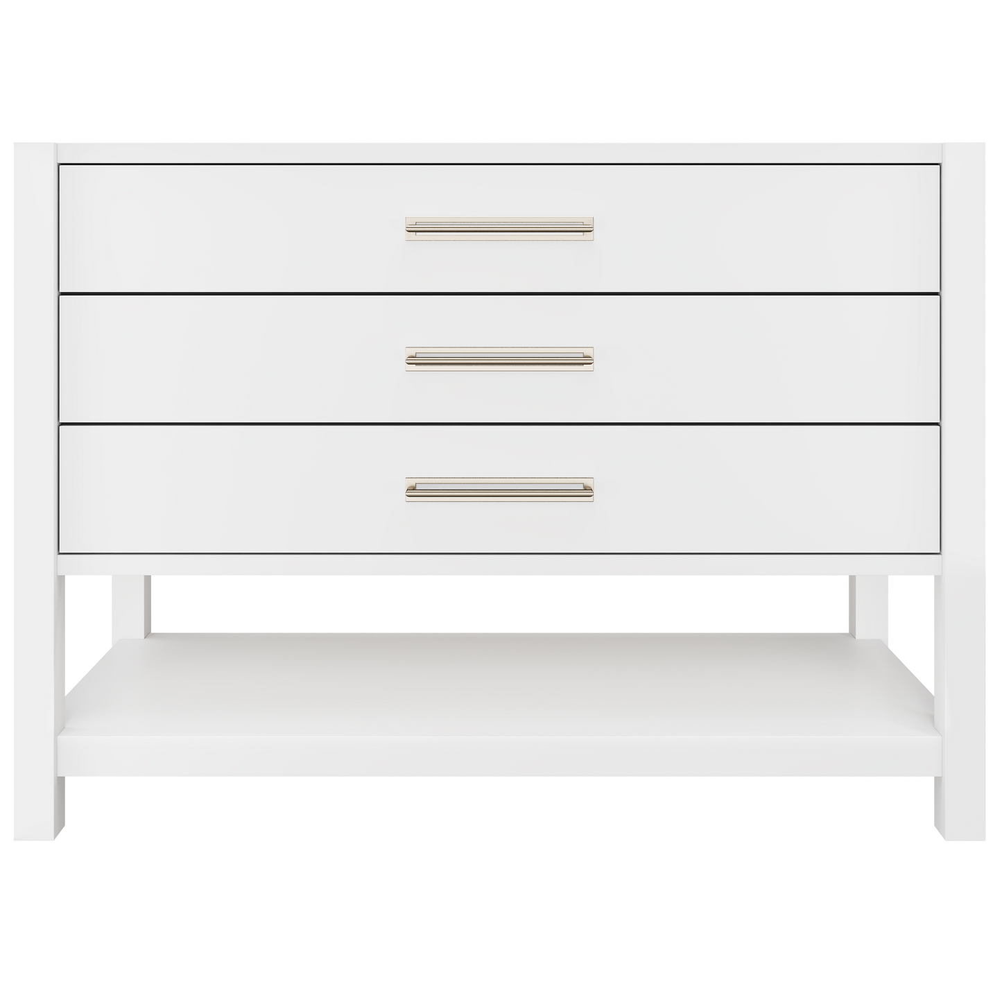 Kiawah 3-Drawer Single Bath Vanity 48in Pure White Satin Nickel