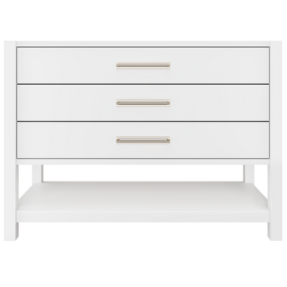 Kiawah 3-Drawer Single Bath Vanity 48in Pure White Satin Nickel