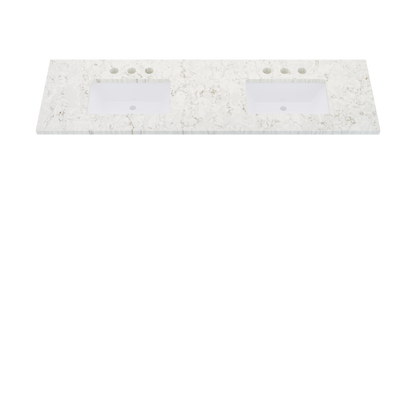 73" Vanderloc Silestone® Quartz Bathroom Vanity Top | Double Rectangle Sink | Centered in Lusso